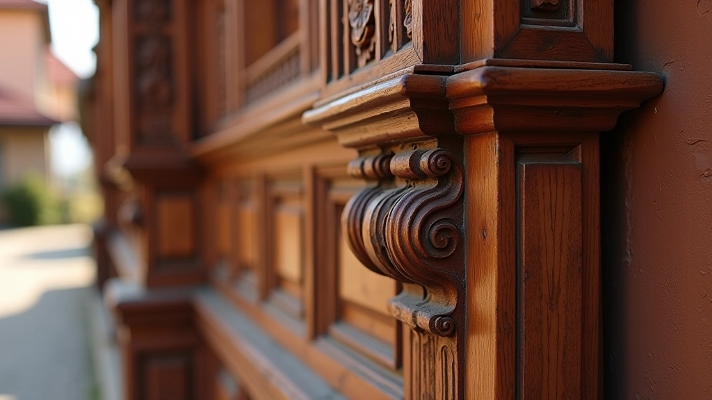 Detailed wooden carvings and traditional architectural elements that characterize Riga's wooden buildings